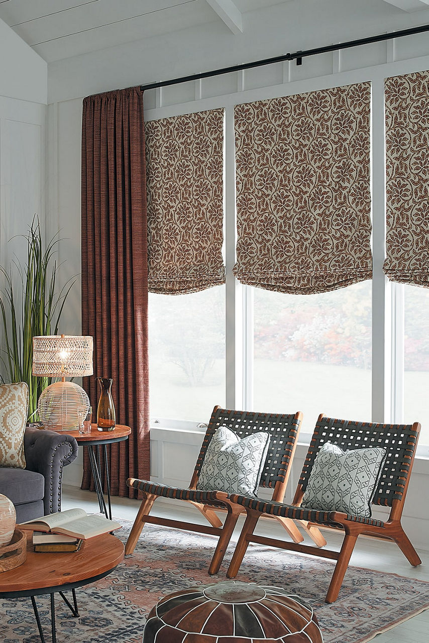 Rod Pocket Drapery and Soft Roman Shades