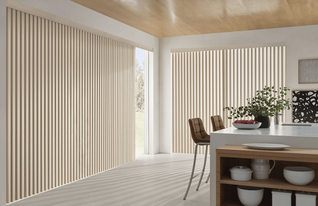 Cadence Soft Vertical Blinds in Hampton Ivory Tower