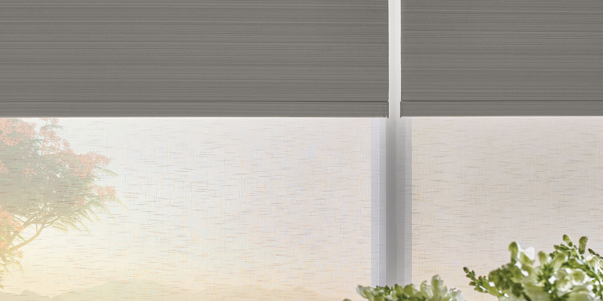 Designer Roller Shades in Sheer Linen Stardust & Dover