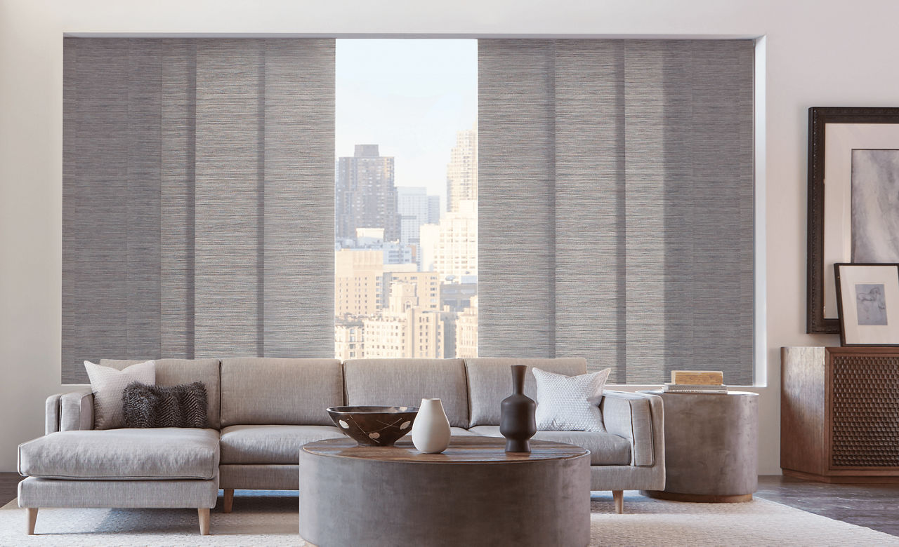 Skyline Gliding Window Panels in Maya Zanzibar Grey